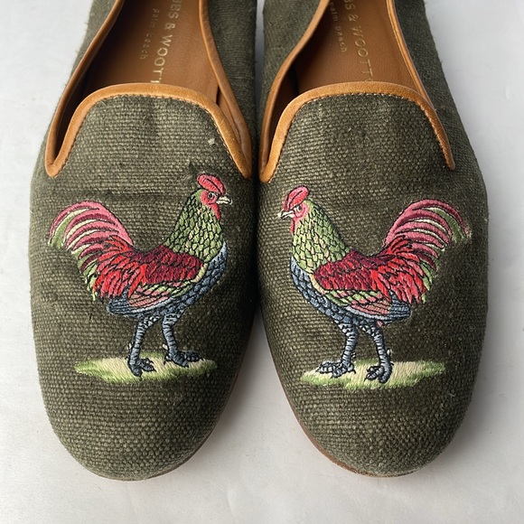 Stubbs & Wootton Palm Beach Rooster Embroidered Loafers - Picture 2 of 11